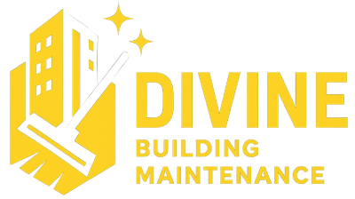 Logo for Divi Building Maintenance with yellow and gray colors.